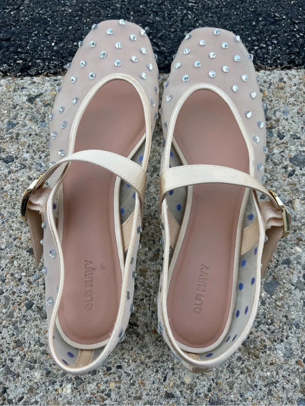 Old Navy Mesh Embellished Mary Jane Ballet Flats